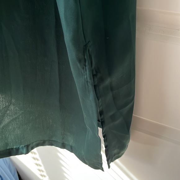 Green Silky Dress with Tags. Size L - Picture 3 of 5
